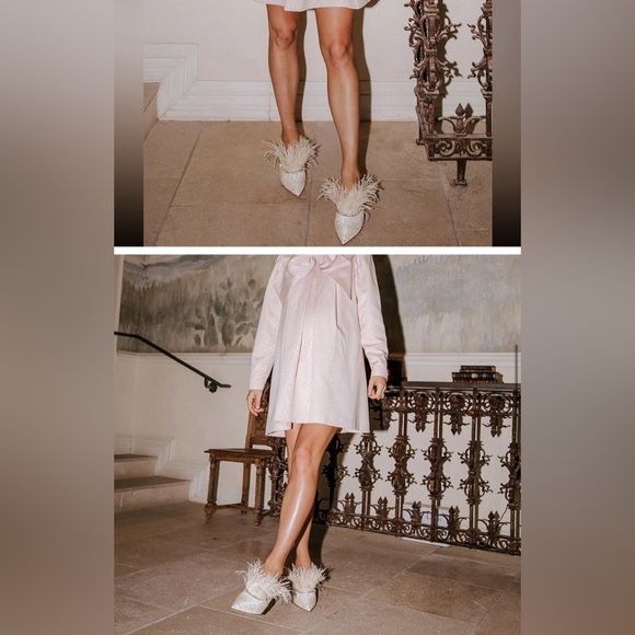 Nicola Bathie x antonio Melanie feather heeled Mules size 6 NWOB - Picture 8 of 9